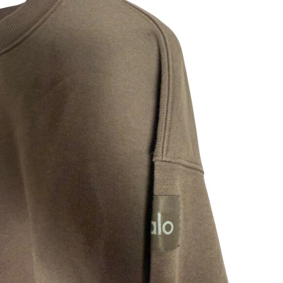 Alo Yoga Devotion Brown Cropped Long Sleeve Crewneck Sweatshirt Small - Picture 5 of 6